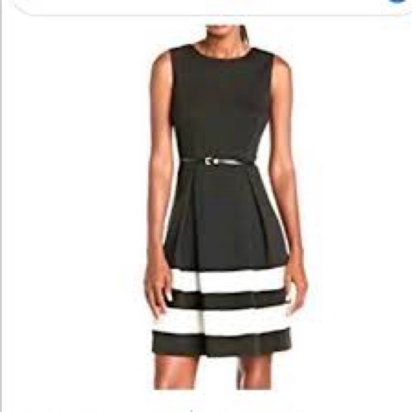 Calvin Klein black and white pleated cupcake style dress. Size 16. - Picture 9 of 10